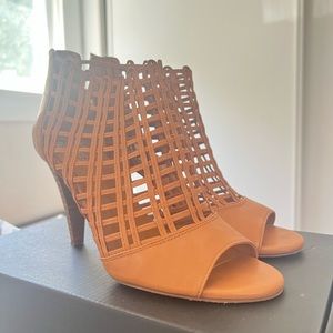 Vince Camuto Brown Cage Heeled Booties